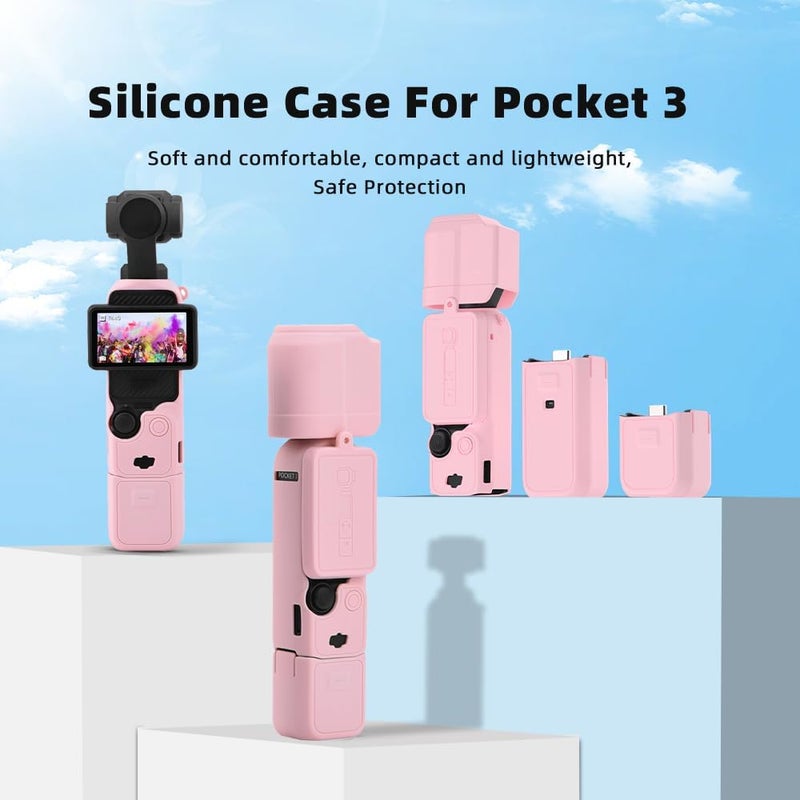 DFTIM Pocket 3 Silicone Cover for DJI Osmo Pocket 3, Protective Case Lens Protector Scratch-Resistant Sleeve Skin Compatible with DJI OSMO Pocket 3 Creator Lightweight Combo Accessories Pink Color - Image 2